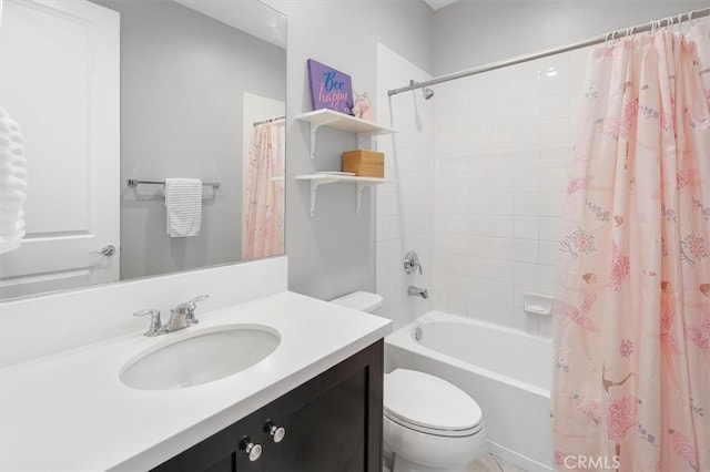 full bathroom featuring vanity, toilet, and shower / bath combo