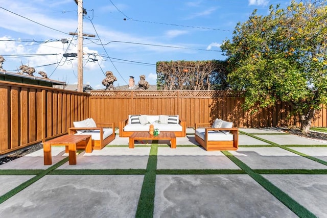 view of patio featuring an outdoor hangout area