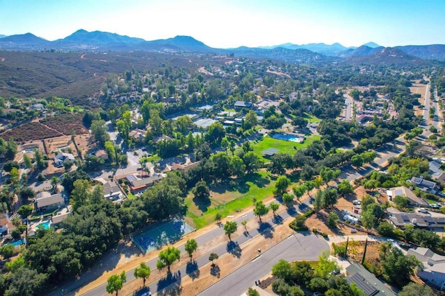 bird's eye view with a mountain view