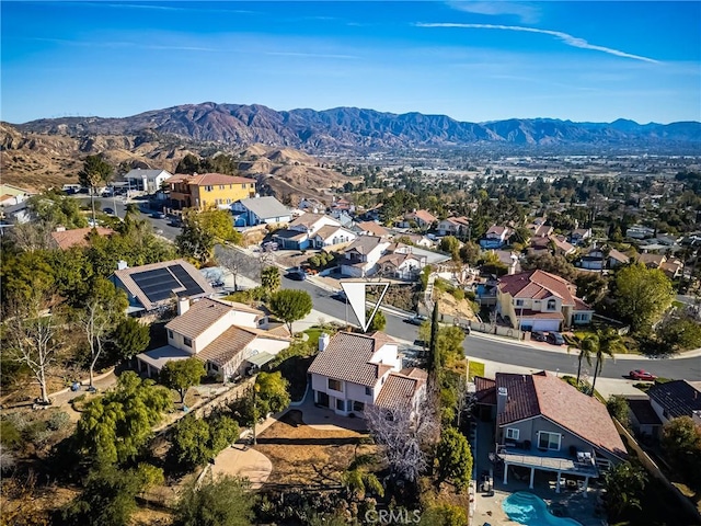 bird's eye view with a mountain view