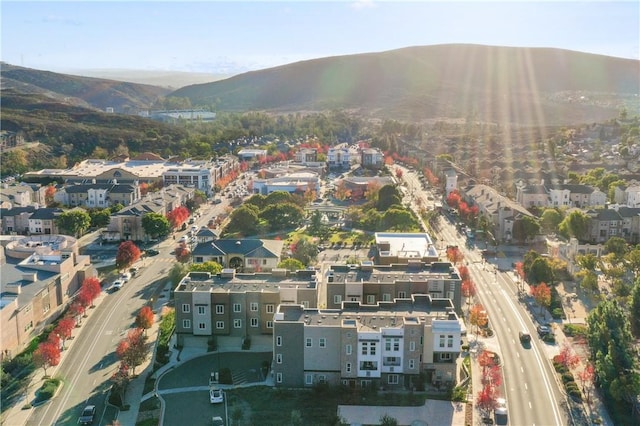 drone / aerial view with a mountain view