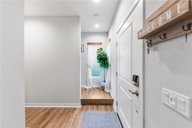 doorway featuring light wood-type flooring