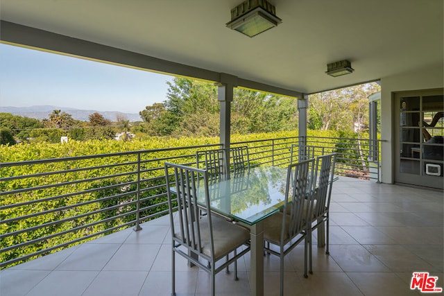 balcony with a mountain view