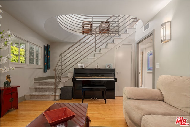 living room with wood-type flooring