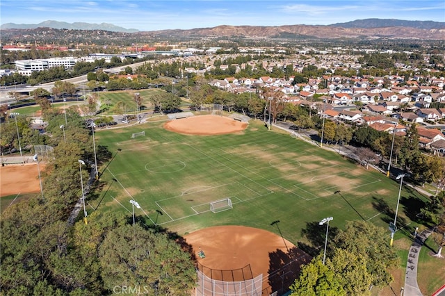 bird's eye view with a mountain view