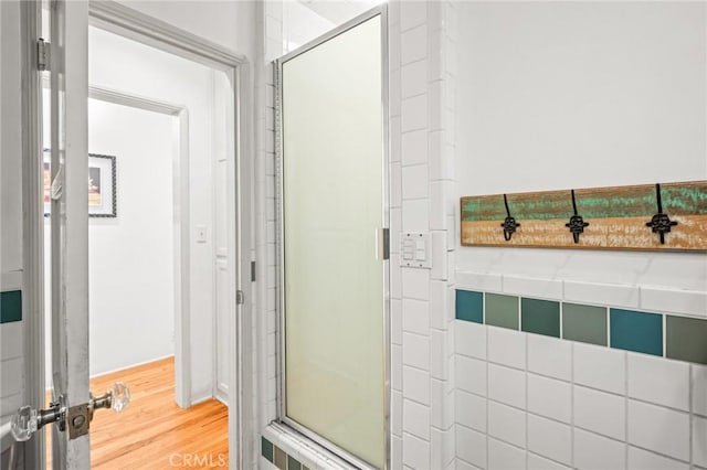 bathroom featuring wood-type flooring