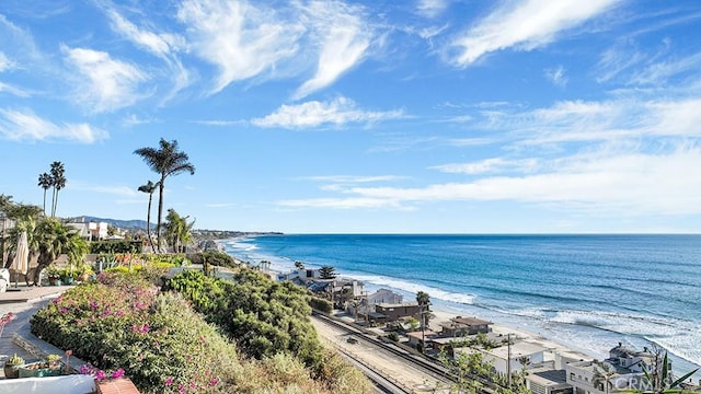 view of water feature with a view of the beach