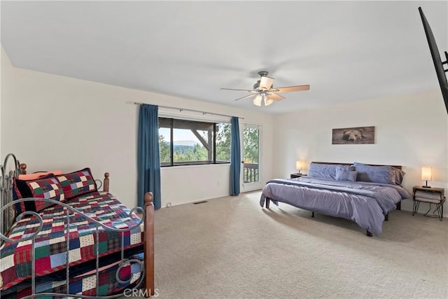 bedroom with carpet flooring and ceiling fan