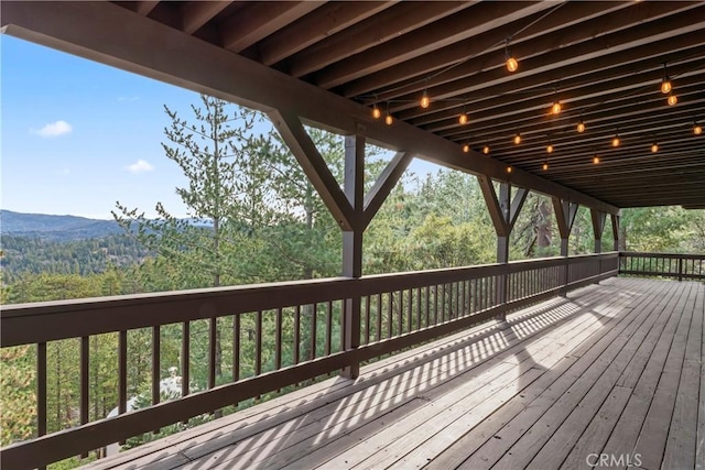 deck with a mountain view