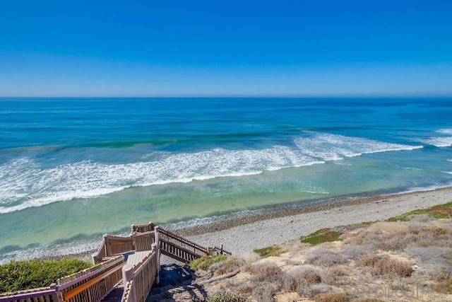 property view of water with a beach view