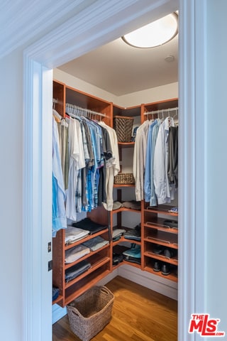 walk in closet featuring wood-type flooring