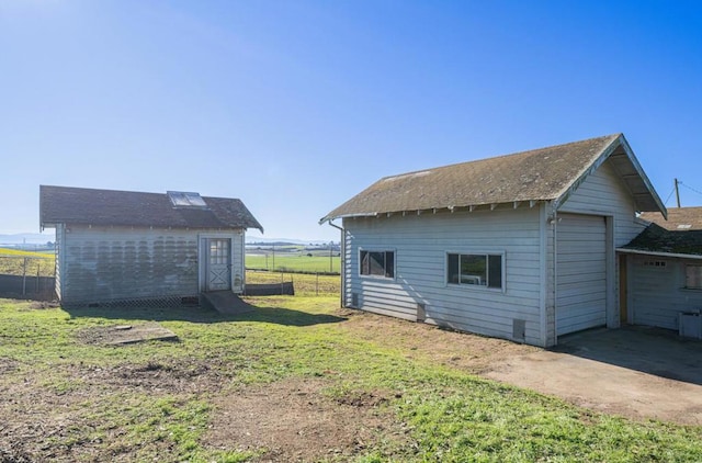 exterior space with an outbuilding