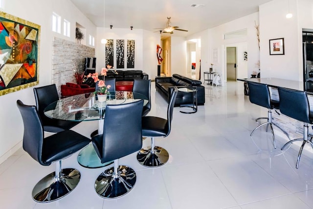 view of tiled dining room