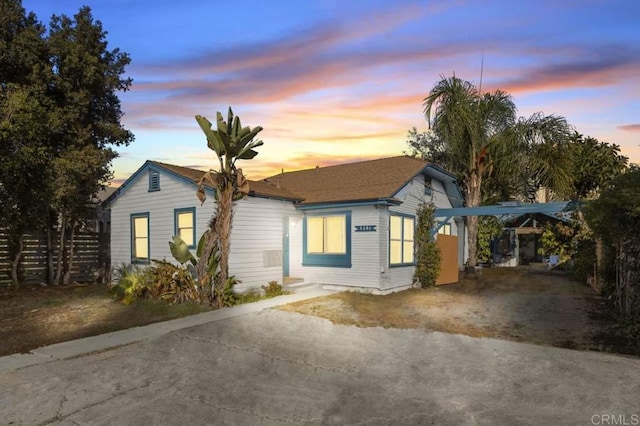 view of front of house with a carport