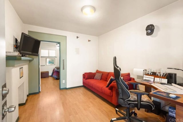 office space featuring light hardwood / wood-style floors