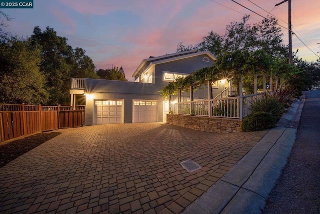 view of front of home featuring a garage