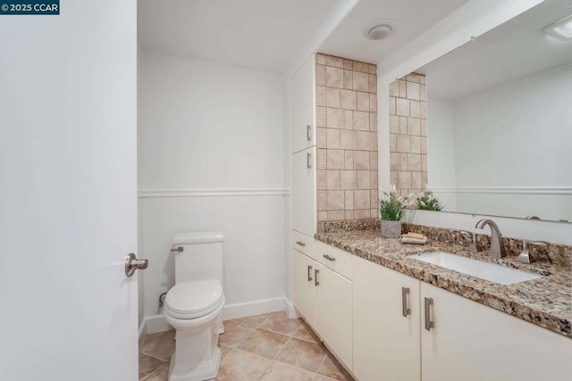 bathroom with backsplash, toilet, and vanity