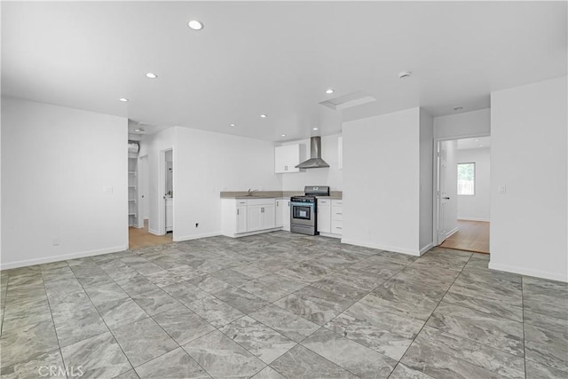 74357437 Balcom Ave, Reseda, CA 91335 - unfurnished living room featuring a sink, baseboards, recessed lighting, and light marble finish floors