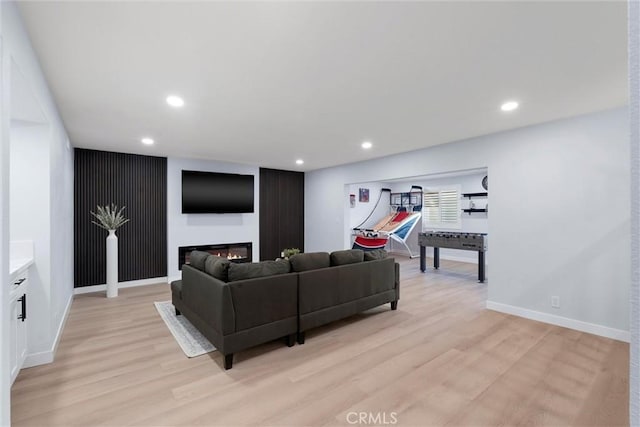 living room featuring light hardwood / wood-style floors