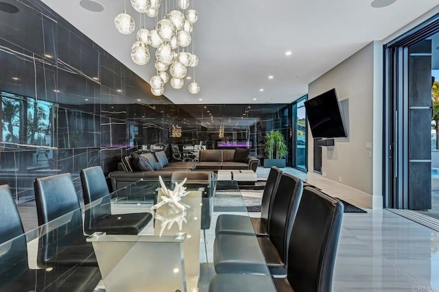 1095 Hoover St, Carlsbad, CA 92008 - dining area featuring a chandelier, recessed lighting, and baseboards