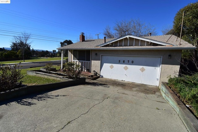 exterior space featuring a garage