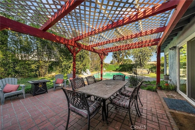 view of patio / terrace featuring a pergola