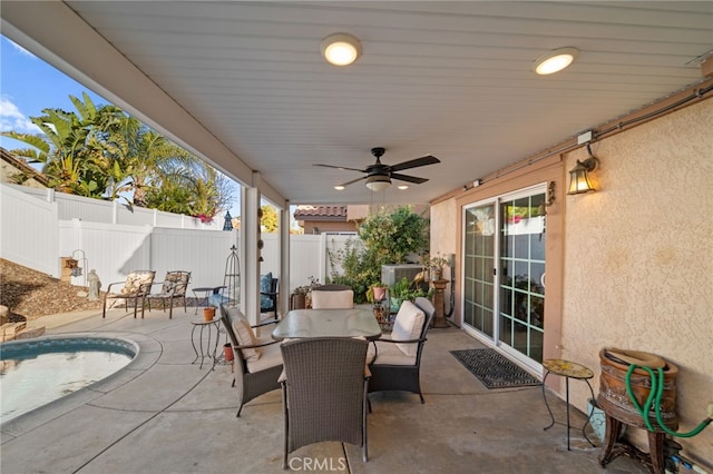 view of patio with ceiling fan