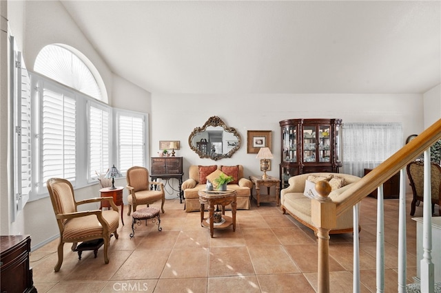 view of tiled living room