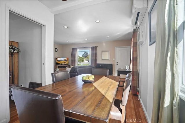 dining room with dark wood-type flooring