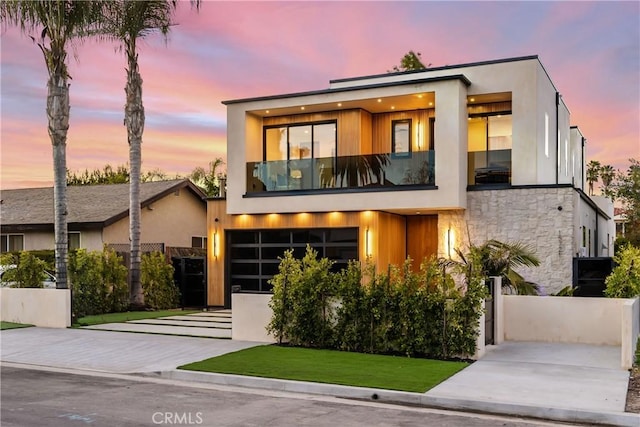 contemporary home featuring a garage