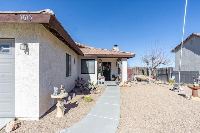 exterior space featuring a garage