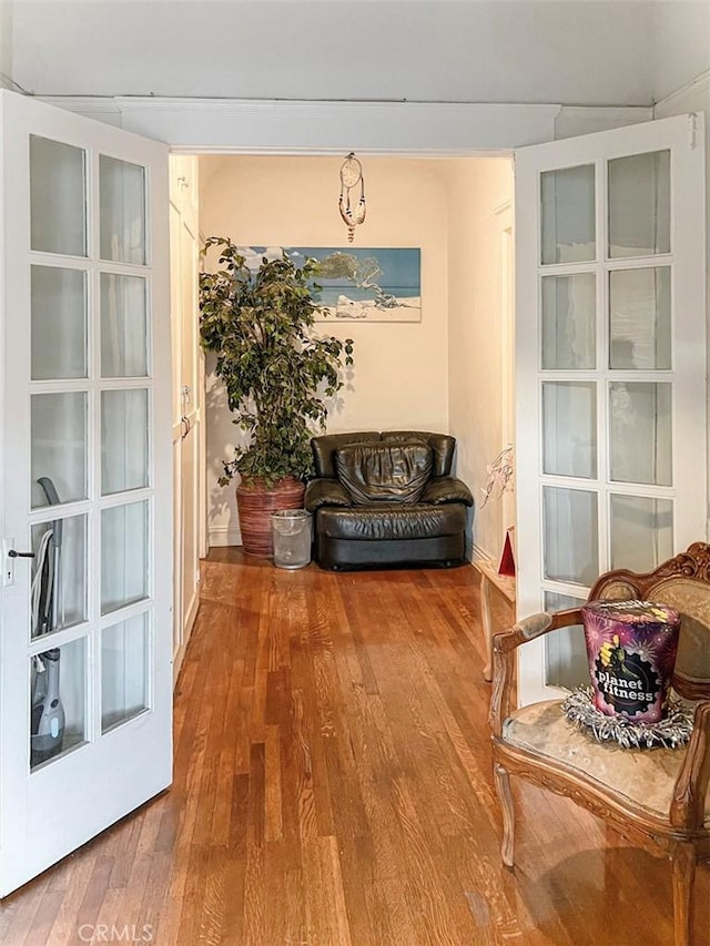 living area featuring wood-type flooring