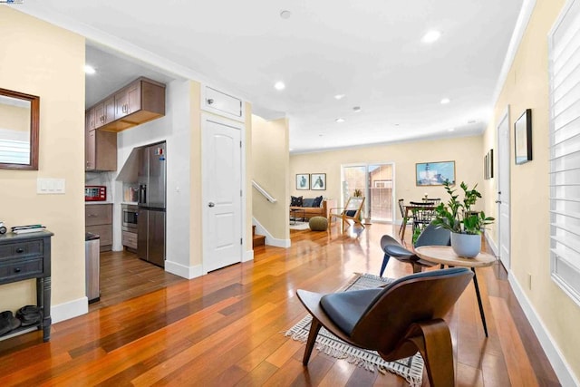 interior space with light hardwood / wood-style floors