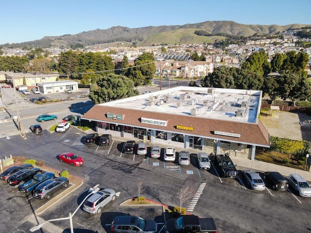 drone / aerial view with a mountain view