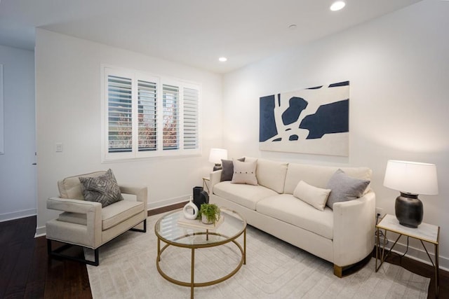 living room with hardwood / wood-style floors