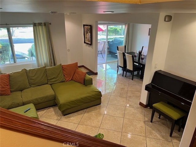 view of tiled living room