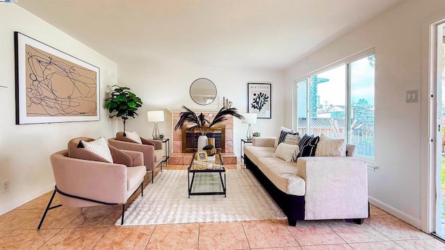 view of tiled living room