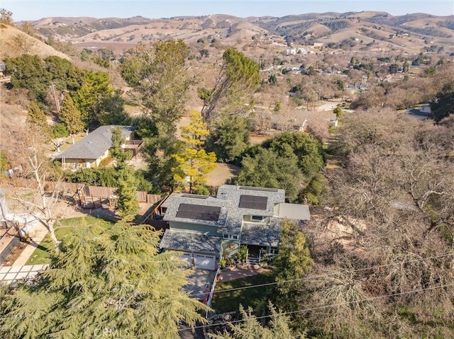 bird's eye view with a mountain view