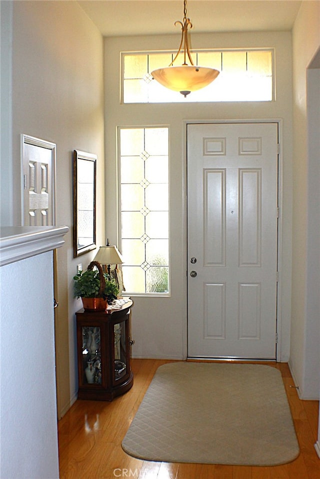 foyer with light hardwood / wood-style floors