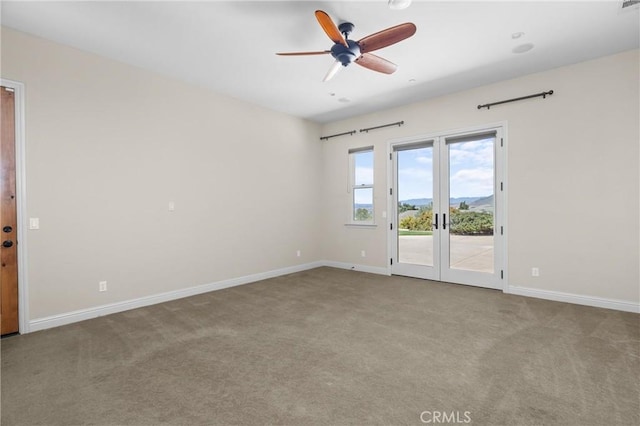 325 Red Oak Way, Arroyo Grande, CA 93420 - carpeted empty room with baseboards, ceiling fan, and french doors