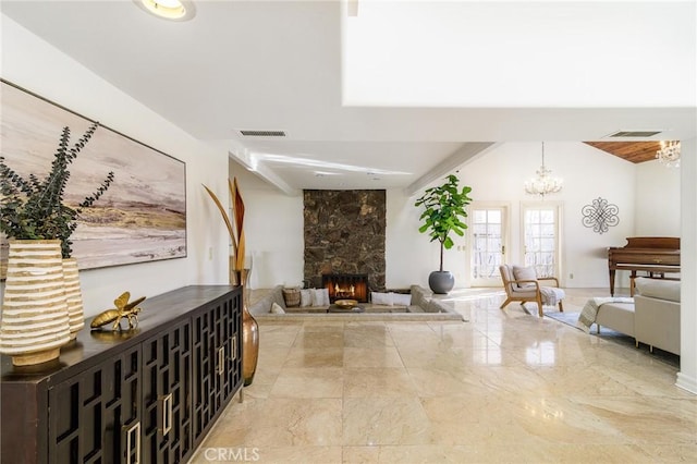 interior space with an inviting chandelier