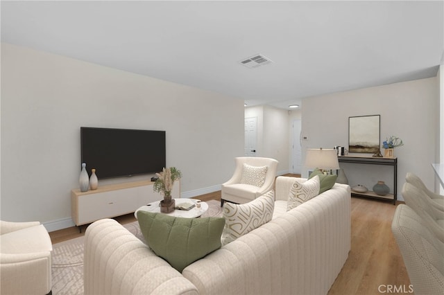 living room featuring light wood-type flooring