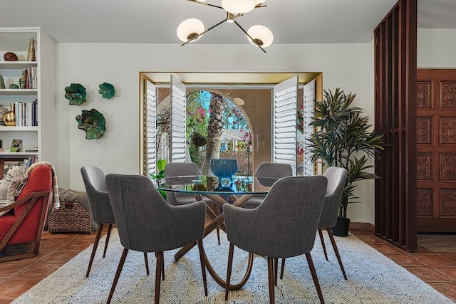 dining area with tile patterned flooring