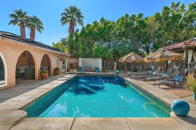 view of pool with a patio area