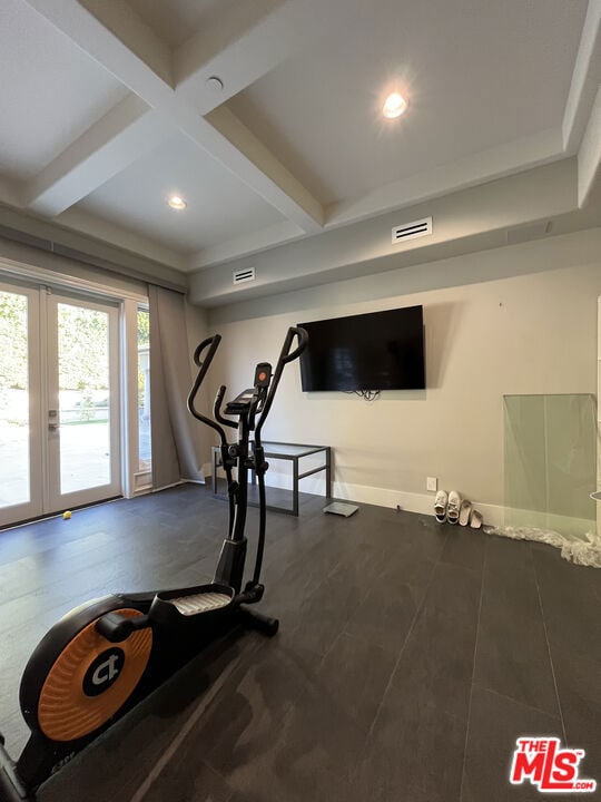 workout room with french doors