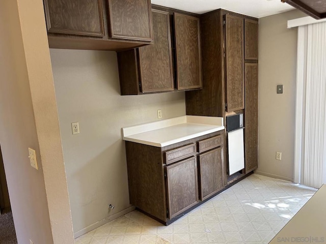 kitchen with dark brown cabinets