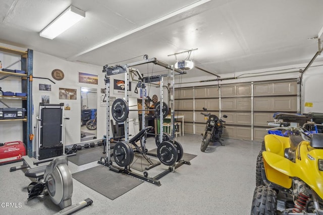 garage with a garage door opener