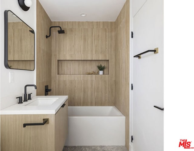 bathroom featuring vanity and shower / washtub combination