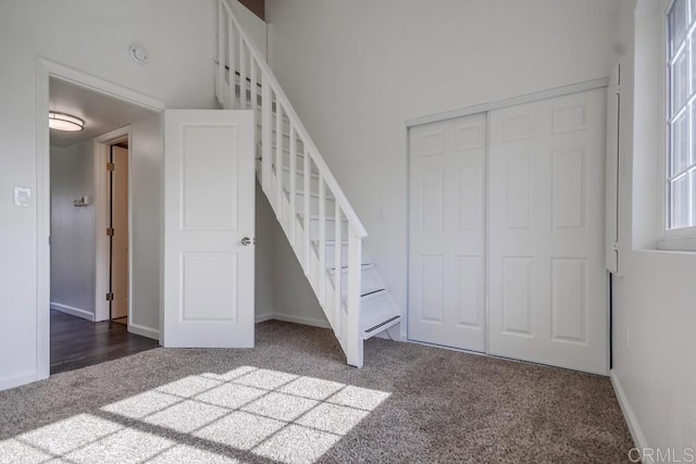 stairs with carpet floors