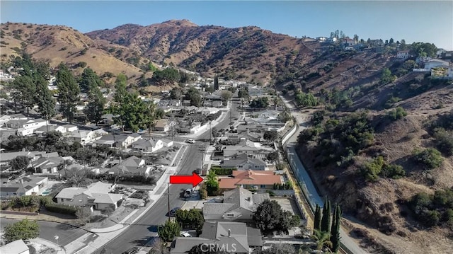 bird's eye view with a mountain view